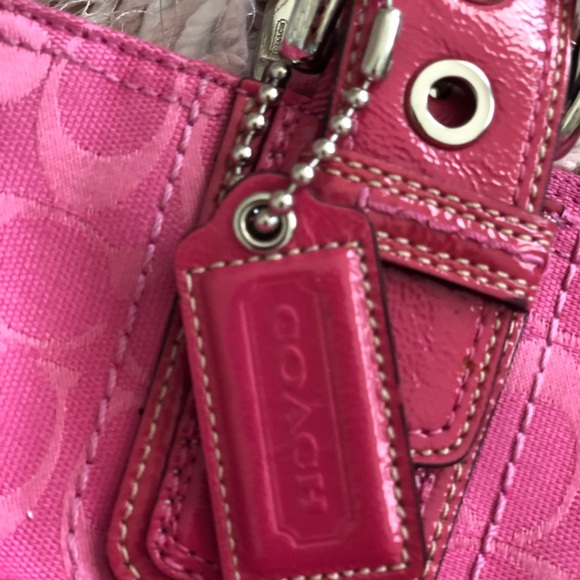 Coach Pink Tote Bag with Scarf Bow - Picture 3 of 6